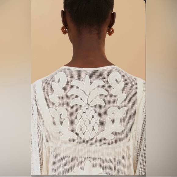 Farm Rio White Palm Tree Cutwork Mini Dress - Picture 5 of 10